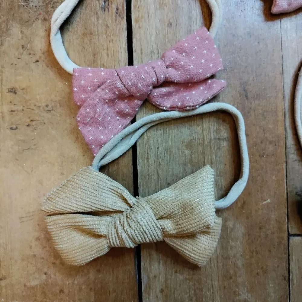Newborn headbands bundle hair bows green red boho holiday Christmas soft band